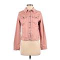 Denim Jacket: Short Pink Print Jackets & Outerwear - Women's Size Small