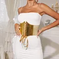 Ceinture corset dorée Ceinture dorée pour femmes Ceinture robe large y2k Ceinture élastique pour