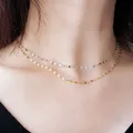 Collier chaîne ondulée en acier inoxydable pour femmes couleur or longue chaîne ras du cou