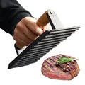 Presse à steak rectangulaire en fonte épaissie avec manche en bois accessoire de cuisine pour