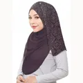 Écharpe longue en mousseline de soie biscuits pour femme hijab musulman écharpes de perles de