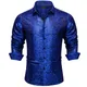 Chemise Paisley à Manches sulfpour Homme Blouse en Polyester Couleur Unie Bleu Royal pour ixde