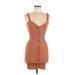 Mind Code Cocktail Dress - Bodycon Plunge Sleeveless: Brown Print Dresses - Women's Size Medium