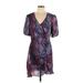 Parker Casual Dress - Mini V Neck Short sleeves: Purple Snake Print Dresses - Women's Size 12