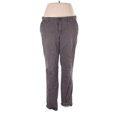 Eddie Bauer Khaki Pant Straight Leg Boyfriend: Gray Print Bottoms - Women's Size 14