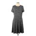 Gap Casual Dress - A-Line Crew Neck Short sleeves: Gray Marled Dresses - Women's Size Large Tall