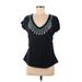 Athleta Active T-Shirt: Black Aztec or Tribal Print Activewear - Women's Size Medium