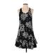 Banana Republic Cocktail Dress - Mini Scoop Neck Sleeveless: Black Floral Dresses - Women's Size 2