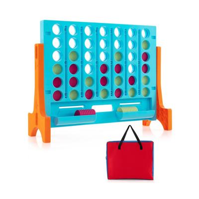 Costway Jumbo 4-to-Score Connect Game Set with Carrying Bag and 42 Coins-Orange