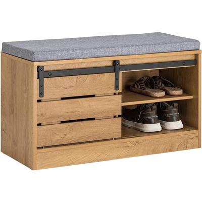 FSR120-N Schuhbank mit Schiebetür Truhenbank Sitzbank mit Stauraum Schuhregal Garderobenbank Image