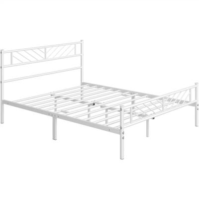 Metallbett 140 x 200 cm Minimalistischer Bettrahmen mit Kopfteil Gästebett mit Lattenrost für Image