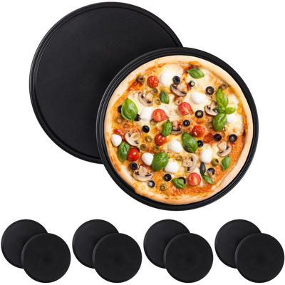 10 x Pizzablech, rund, antihaftbeschichtet, Pizza & Flammkuchen, Carbonstahl, Pizzaform, ∅ 32 cm,