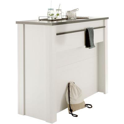 Unterschrank HOME AFFAIRE "Sherwood", weiß (pinie weiß dekor), B:130cm H:106cm T:52cm, Holzwerkstoff, Schränke, mit Handtuchhalter aus Metall, Höhe 106 cm Image