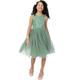 Maya Deluxe Mädchen Midi Dress for Girls Sequins Embellished Party Tutu Bridesmaids Wedding with Belt Bow Kleid, Deep Mint, 7 Years