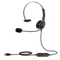 Pinnaco USB Corded Headset with Adjustable Microphone for Call Centers and Offices