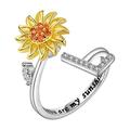 Quinlirra Easter Rings for Women Clearance Sunflower Rotating Ring 26 Letter Ring Sunflower Rotating Open Ring To Decompress Anxiety Ring Female