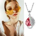 Quinlirra Easter Necklaces for Women Clearance Gorgeous Diamond Set Leaf Crystal Combination Love Necklace Easter Decor