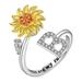 Quinlirra Easter Rings for Women Clearance Sunflower Rotating Ring 26 Letter Ring Sunflower Rotating Open Ring To Decompress Anxiety Ring Female
