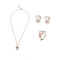 Women Moonstone Rings+Stud EarRings+Necklace Pendant Sale Jewelry S9 Chain Z1F1