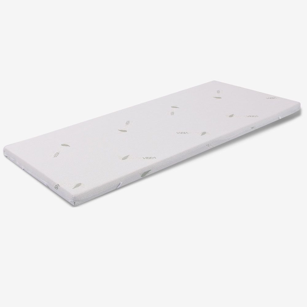 MiaSuite Topper aus Waterfoam 160x200 - 3 cm hoch, abziehbar, Gewebe Aloe Vera| Matratzenauflage H3 Image