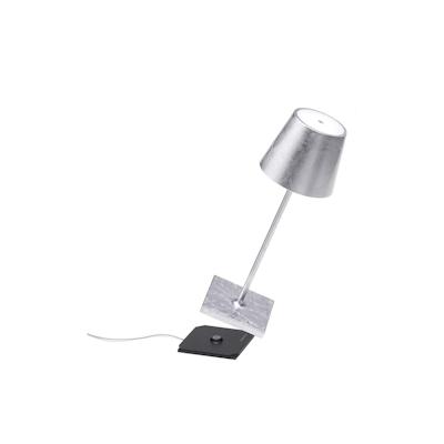 Zafferano Poldina Pro Mini Silver Leaf LED Wiederaufladbare und dimmbare Tischleuchte