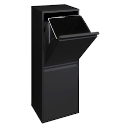 ARREGUI Basic CR206-B Recycling Abfalleimer / Mülleimer aus Stahl mit 2 Inneneimern, 2 Fach Mülltrennsystem, 2 x 17L (34 L), schwarz Image