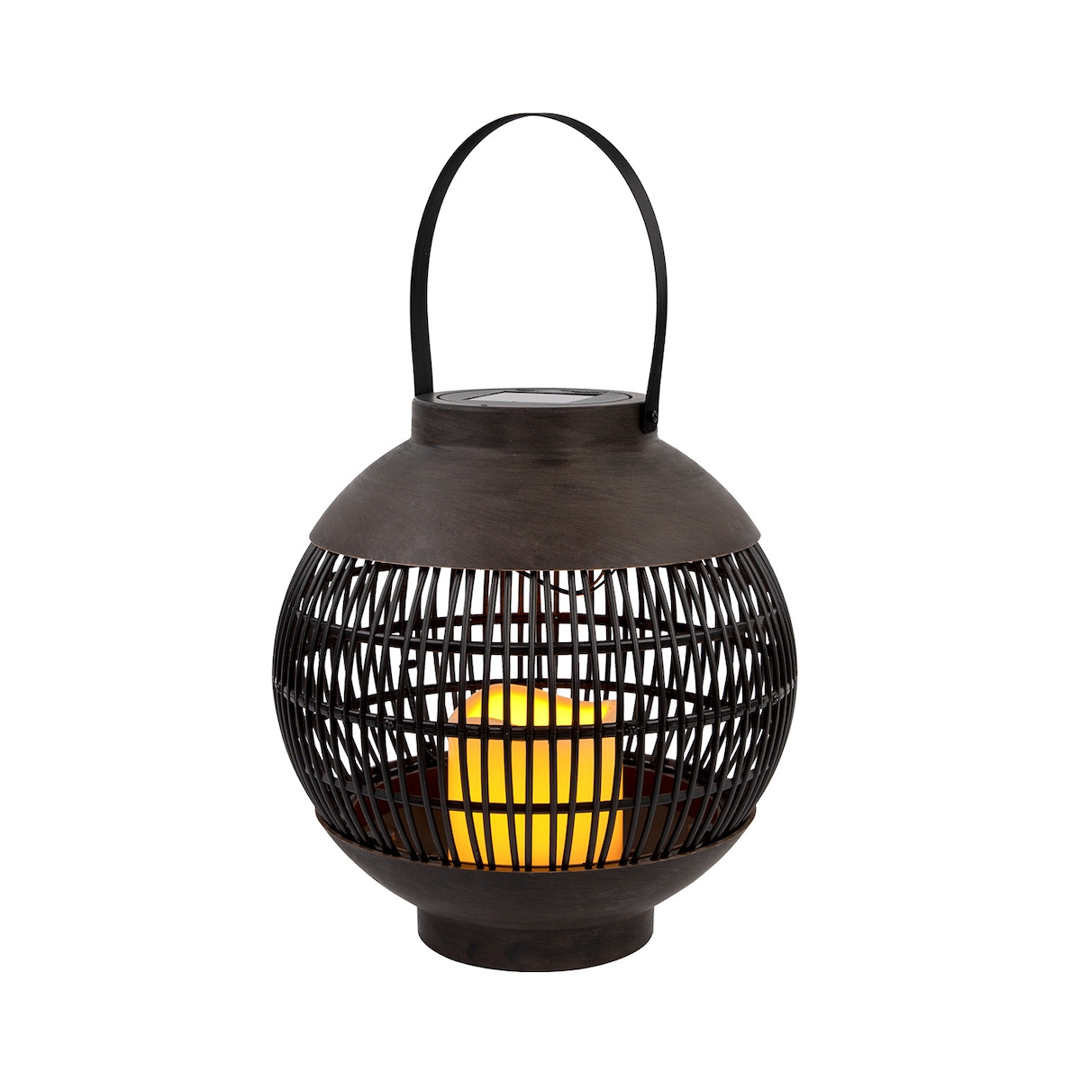 7H SEVEN HOUSE Runde braune LED-Außen-Solarlaterne 3000K 7hSevenOn Outdoor Image