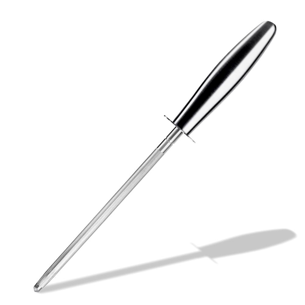 Intirilife Wetzstab Messerschärfer in SILBER - 35 x 4 cm - Manueller Wetzstahl Messerschleifer aus Edelstahl Image