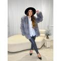Grey Luxury Fur Mid Length Coat