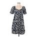 Juicy Couture Casual Dress - Shift Scoop Neck Short sleeves: Blue Paisley Dresses - Women's Size Small - Print Wash