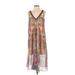 Hemant And Nandita Casual Dress - A-Line V Neck Sleeveless: Brown Dresses - Women's Size X-Small