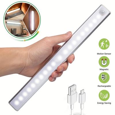 1pc Motion Sensor Light Wireless Led Night Light Usb Rechargeable Night Lamp For Kitchen Cabinet Wardrobe Lamp Staircase Backlight