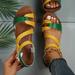 Women's Contrast Color Flat Sandals, Casual Open Toe Beach Sandals, Lightweight Summer Sandals
