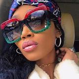 Large Frame Red Green Colorful Square Frame Sunglasses For Women Fashion Sun Glasses Over Size Shades Uv Protection