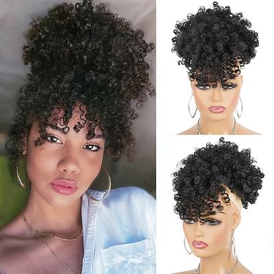 Afro Puff Drawstring Ponytail With Kinky Curly Hai...