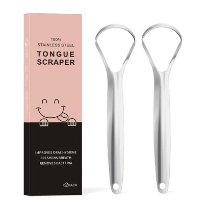 2pcs Stainless Steel Tongue Scraper, Tongue Cleaner, Tongue Care Scraper