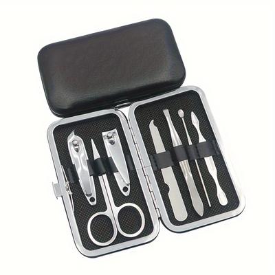 TEMU 7 Pcs Set Steel Clippers , Set Eyebrow , Portable Grooming Kit For Men And Women