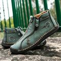 Men's Handmade Boots, Classic Stitching Ankle Boots, Outdoor Casual Zipper Shoes