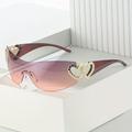 Y2k Wrap Around Fashion Sunglasses For Women Men One-piece Gradient Lens Glasses Heart Design Hollow Temple Eyewear