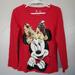 Disney Shirts & Tops | Disney Jumping Beans Little Girl 5 Red Long Sleeve Shirt Minnie Mouse Sequin Top | Color: Black/Red | Size: 5g