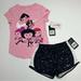 Nike Matching Sets | Nike Girls Tee Shirt & Dri-Fit Swooshfetti Tempo Shorts Set Outfit Pink Black 6x | Color: Black/Pink | Size: 6xg