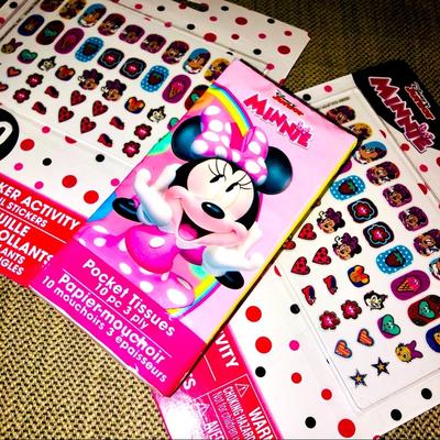 Disney Bath, Skin & Hair | Disney Bundle Nwt Minnie Mouse Nail Art Mani + Facial Tissue Care Pack 2pack | Color: Green/Pink | Size: 3-Piece Bundle