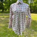 J. Crew Tops | J. Crew Top Button Down Blouse Pale Pink Berries Greenleaves Relaxed Fit Size 4 | Color: Green/Pink | Size: 4
