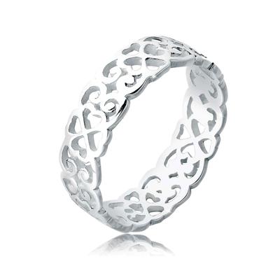 Fingerring ELLI "Herz Kleeblatt Ornament Cut Out 925 Silber" Gr. 58, silber, Fingerringe, Damen, 58mm, ohne Stein, Silbe