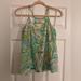 Lilly Pulitzer Tops | Lilly Pulitzer Tank Top Dusk Silk Racerback In Skye Blue Salute | Color: Green/Pink | Size: L