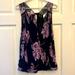 Free People Tops | Free People Flowy Camisole Type Top, Size Large. Black, With Purple Floral. | Color: Black/Purple | Size: L