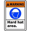 INDIGOS UG - Sticker - Safety - Warning - Warning Hard Hat Area Sign 914mmx609mm - Decal for Office - Company - School - Hotel