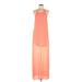 Elan Casual Dress - A-Line Scoop Neck Sleeveless: Orange Solid Dresses - Women's Size Medium