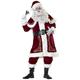 GJPINGA Claus Costume with Beards Suit Adult Men,Deluxe Outfit Set Professional Costumes,Big Tall Plus Size Velvet Complete Suits 12Pc A,M