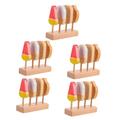 FAVOMOTO 5 Sets Beech Popsicles Wooden Toy Wooden Ice Cream Toy Wooden Cake Kids Gift Educational Toys Food Display Model Wood Ice Cream for Kids Food Toy Child Egg Ice Cream Stick